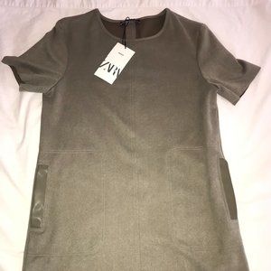 Zara Olive Basic Short Sleeve Dress